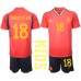 Tanie Strój piłkarski Hiszpania Jordi Alba #18 Koszulka Podstawowej dla dziecięce MŚ 2022 Krótkie Rękawy (+ szorty)
